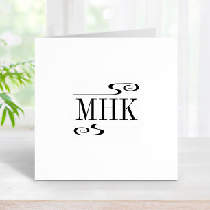 Carimbo De Borracha Iniciais simples de monograma de espirais 1x1