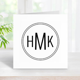 Carimbo De Borracha Iniciais Simples de Monograma Limpo 3