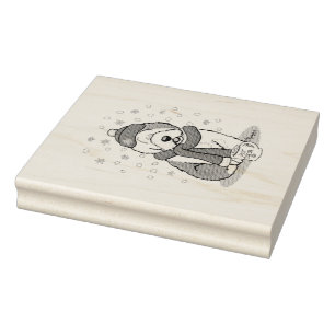 Carimbo De Borracha Inverno (Vermelho) Antiga Cinza Inglesa Sheepdog 1