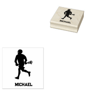 Carimbo De Borracha Jogador de Lacrosse Personalizado