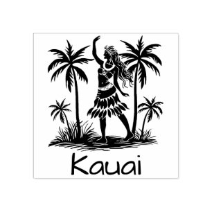 Carimbo De Borracha Kauai Rubber Stamp Dancer Havaiano Palm Trees
