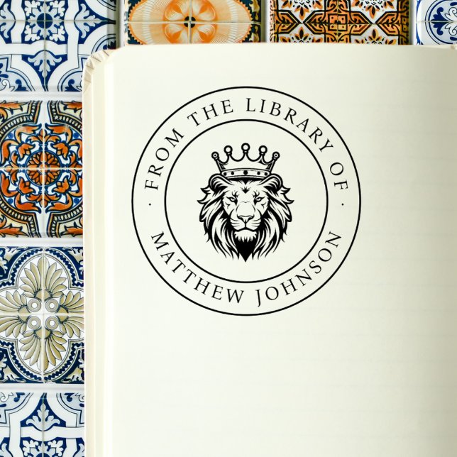 Carimbo De Borracha King Lion From The Library Of Custom Name Book (Criador carregado)