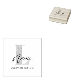 Carimbo De Borracha L & Name Iniciais Monogramados Modernos Personaliz