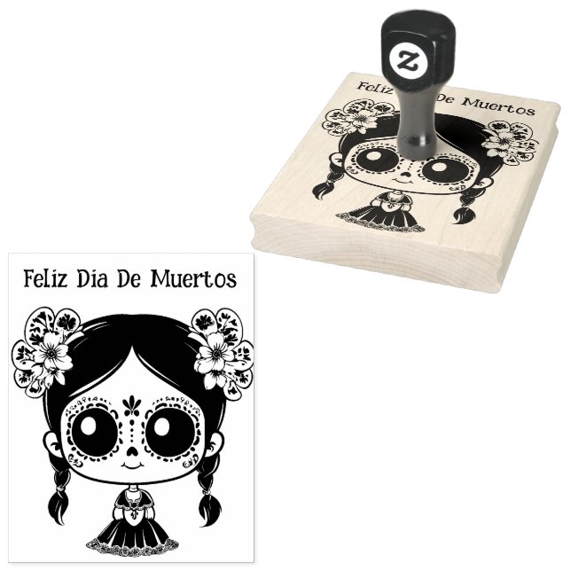 Carimbo De Borracha La Catrina com texto 💀 💀 Día de Muertos (Carimbado)