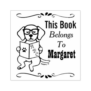 Carimbo De Borracha Labrador Puppy pertence, biblioteca, nome do livro