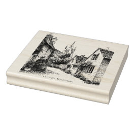 Carimbo De Borracha Lacock Village Sketch, Wiltshire England