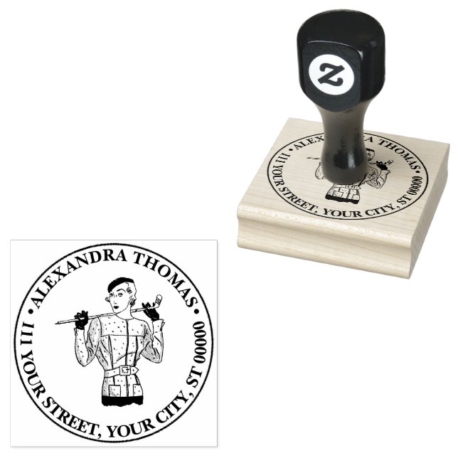 Carimbo De Borracha Lady Golfer fascinável dos anos 30 com o Golf Club (Carimbado)