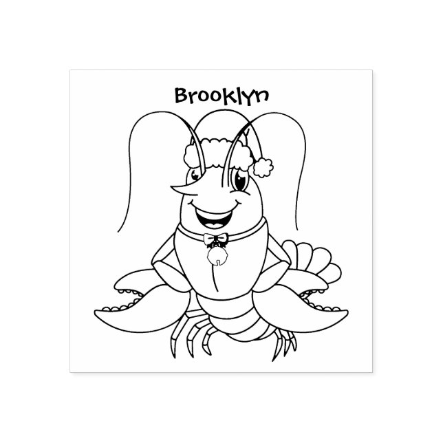 Carimbo De Borracha Lagosta feliz e bonita vestindo o desenho animado  (Impressão)