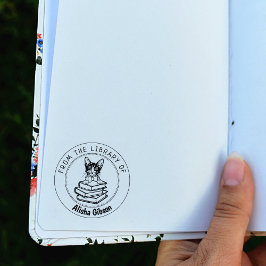 Carimbo De Borracha Laperm Cat, Livro Da Biblioteca De