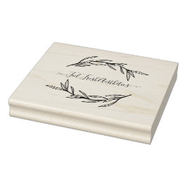 Carimbo De Borracha Laurel Leaf Crie seu próprio nome feito à mão