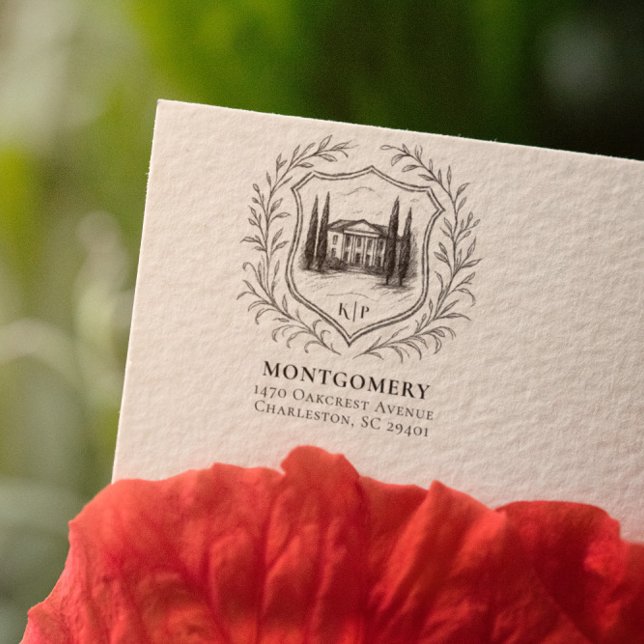 Carimbo De Borracha Laurel Shield Estate | Endereço de Devolução de Ca (Criador carregado)