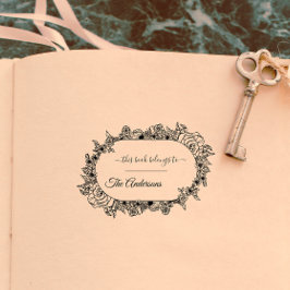 Carimbo De Borracha Laurel Wreath Custom Este livro pertence a