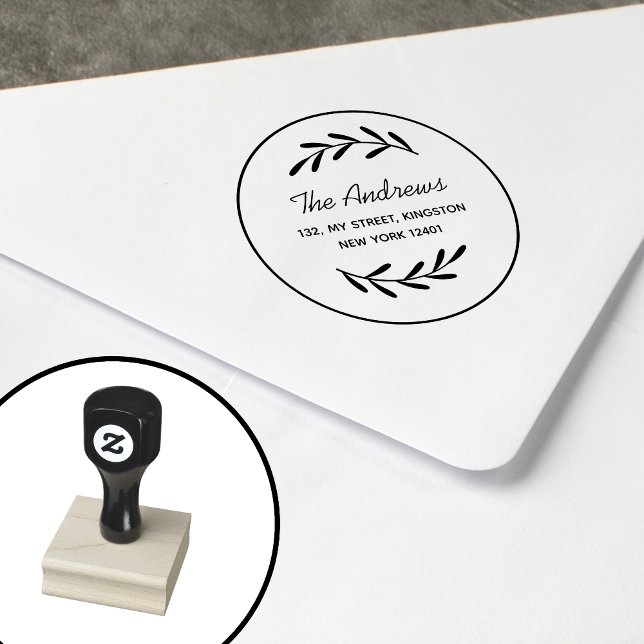 Carimbo De Borracha Leaf Wreath Minimalista (Criador carregado)