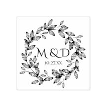 Leafy Wreath Monogramas Wedding