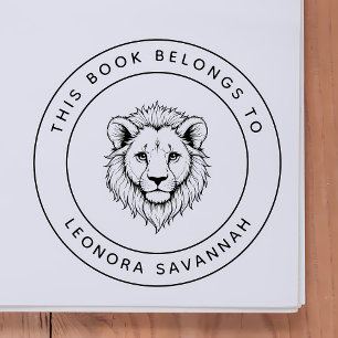 Carimbo De Borracha Leão De Bebê Bonito Este Livro Pertence Ao Nome Da