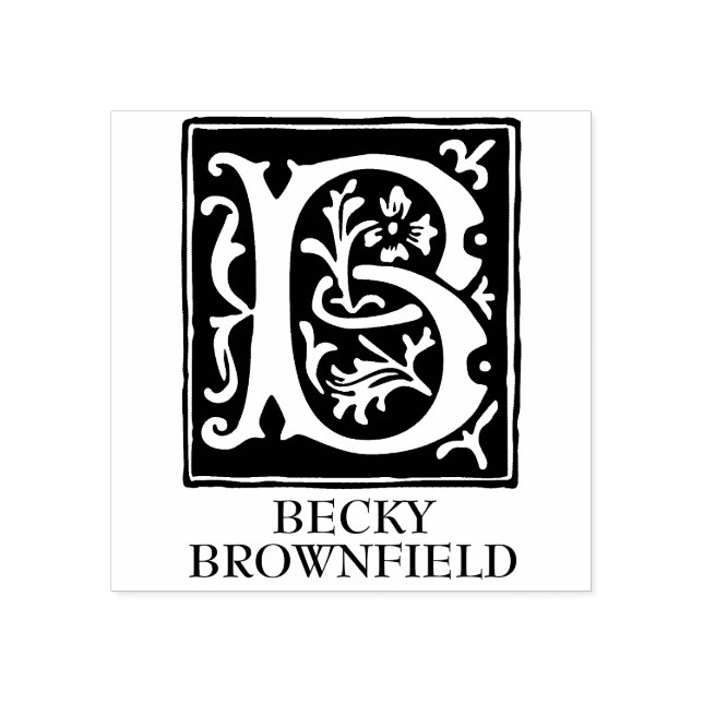 Carimbo De Borracha Letra alfabética oral B monograma (Impressão)