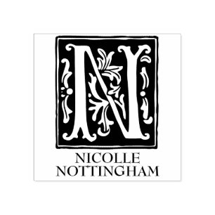 Carimbo De Borracha Letra alfabética oral N monograma