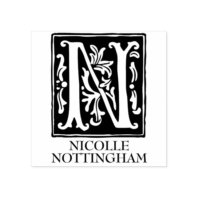 Carimbo De Borracha Letra alfabética oral N monograma (Impressão)