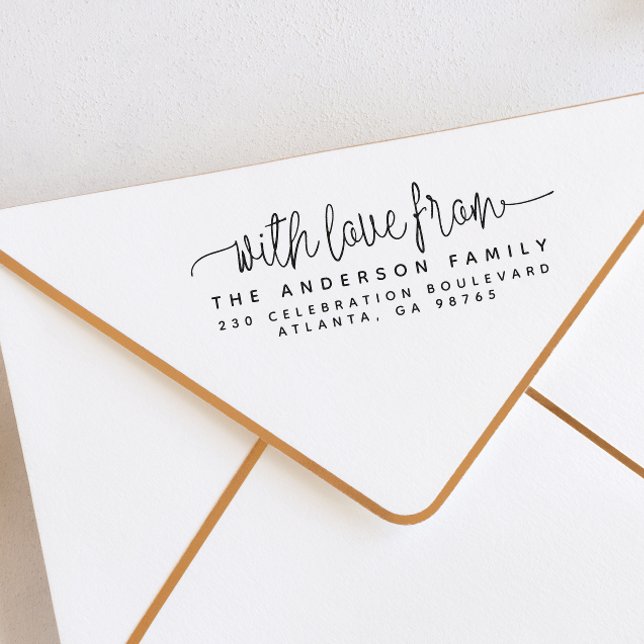 Carimbo De Borracha Letra de Script com Amor do Endereço de & Devoluçã (Rubber Stamp Mock-up)