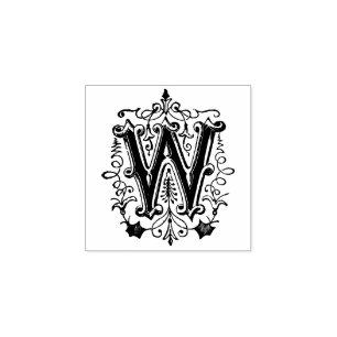 Carimbo De Borracha Letra decorativa Monograma Vintage W