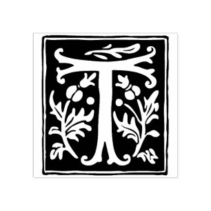 Carimbo De Borracha Letra Floral Alphabet T Vintage Tipografia