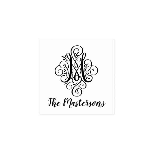 Carimbo De Borracha Letra M Nome do Monograma Elegante Inicial (Impressão)