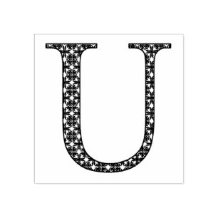 Carimbo De Borracha Letra Medieval Damask Monograma U