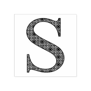 Carimbo De Borracha Letra Mídia Damask Monograma S