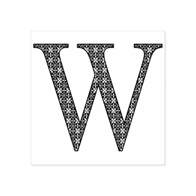 Carimbo De Borracha Letra Mídia Damask Monograma W (Impressão)