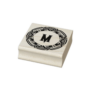 Carimbo De Borracha Letra monograma, Design asteca Ring