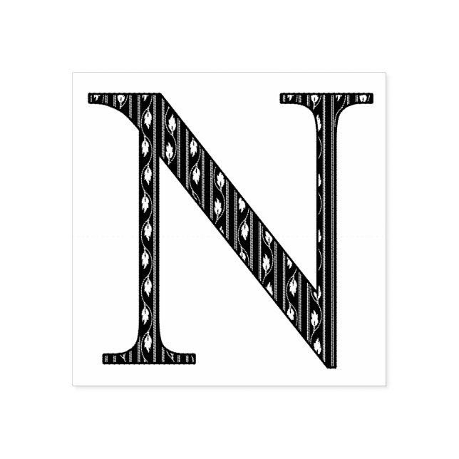 Carimbo De Borracha Letra N do Monograma do Damasco Medieval (Impressão)