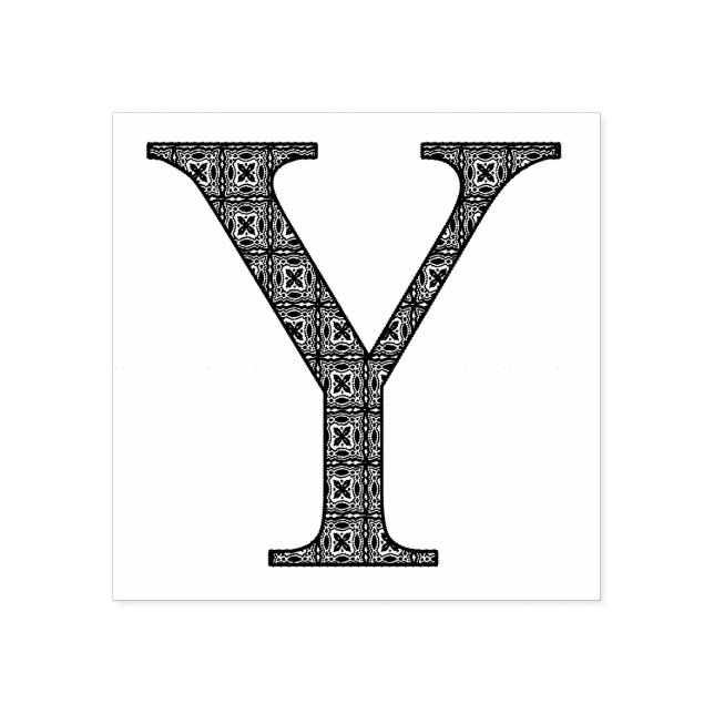 Carimbo De Borracha Letra Y Mídia Damask Monograma (Impressão)