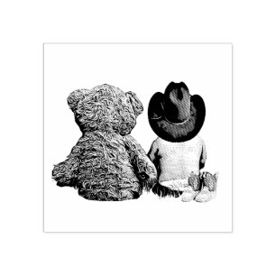 Carimbo De Borracha Lil Cowboy Baby com Teddy Bear