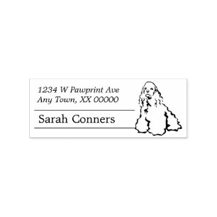 Carimbo De Borracha Line Art American Cocker Spaniel Return Endereço
