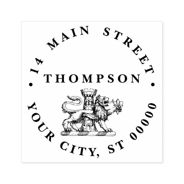 Carimbo De Borracha Lion Tower Fleur de Lis Crest Emblem C (Impressão)