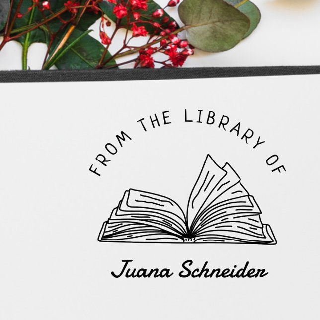 Carimbo De Borracha Livro Biblioteca de Nomes Personalizados Manuscrit (Criador carregado)