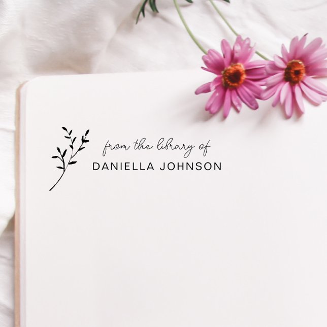 Carimbo De Borracha Livro Botânico Moderno Escrito À Mão A Biblioteca  (Criador carregado)