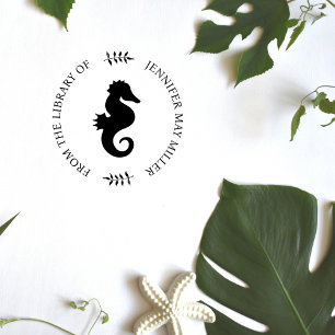 Carimbo De Borracha Livro das Biblioteca Moderna Elegante Marinha