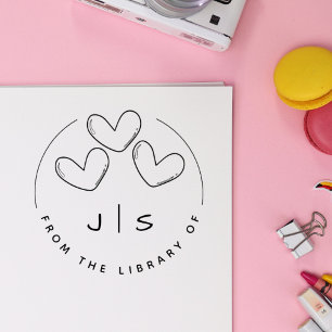 Carimbo De Borracha Livro de Biblioteca de Iniciais Personalizadas de