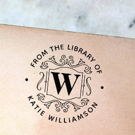 Carimbo De Borracha Livro de Biblioteca Pessoal Clássico do Monograma 