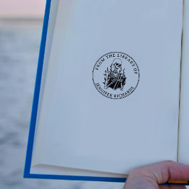 Carimbo De Borracha Livro de Leitura de Caveira, Redondo Da Biblioteca