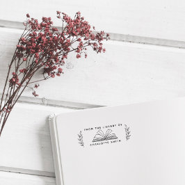 Carimbo De Borracha Livro de Nomes Personalizados da Biblioteca Vintag