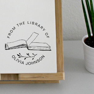 Carimbo De Borracha Livro Elegante Moderno Personalizado Da Biblioteca