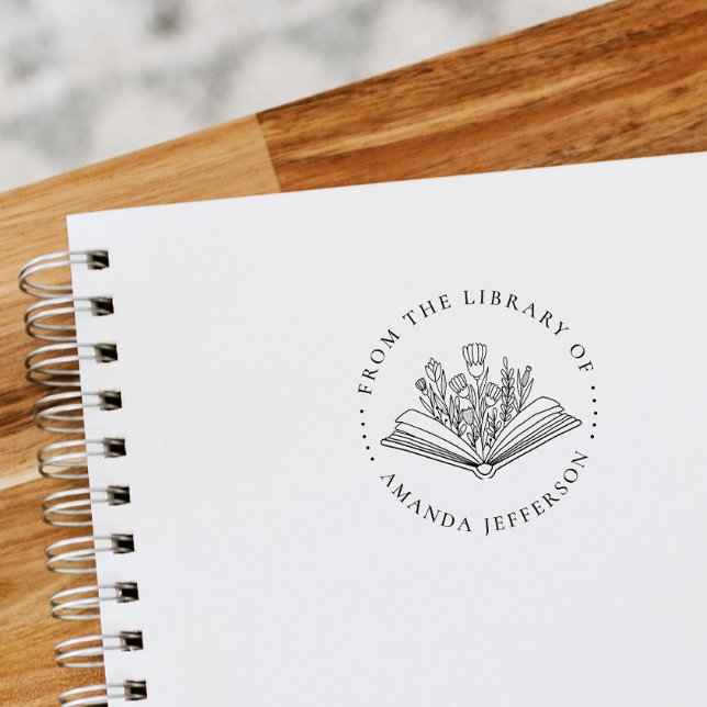 Carimbo De Borracha Livro Floral Moderno Da Biblioteca Do Nome Persona (Criador carregado)