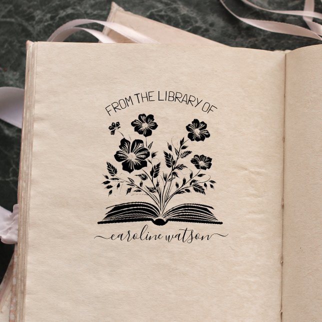Carimbo De Borracha Livro Floral Script da biblioteca de   (Criador carregado)
