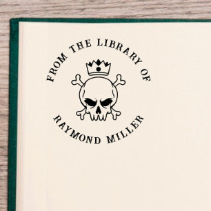Carimbo De Borracha Livro Personalizado   Crânio gótico com coroa