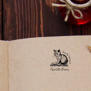 Carimbo De Borracha Livro Personalizado de Biblioteca de Gatos de Vint