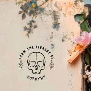 Carimbo De Borracha Livro Personalizado de Caveira Gótica Redonda