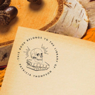 Carimbo De Borracha Livro Personalizado De Caveira Gótica Redonda Da B