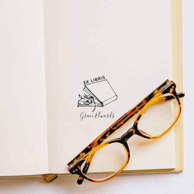 Carimbo De Borracha Livro Personalizado de Script Elegante desenhado à (Criador carregado)